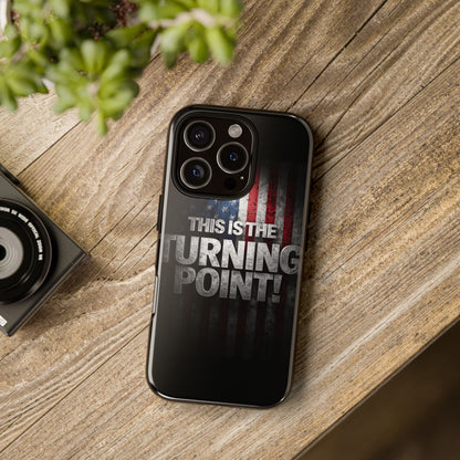Stunning Patriotic Protective Cell Phone Case -  Charlie Kirk - This Is The Turning Point! - Red White Blue - Beautiful American Flag Backdrop Design - Perfect Gift for Everyday Use, Durable Cover, Stylish Protection