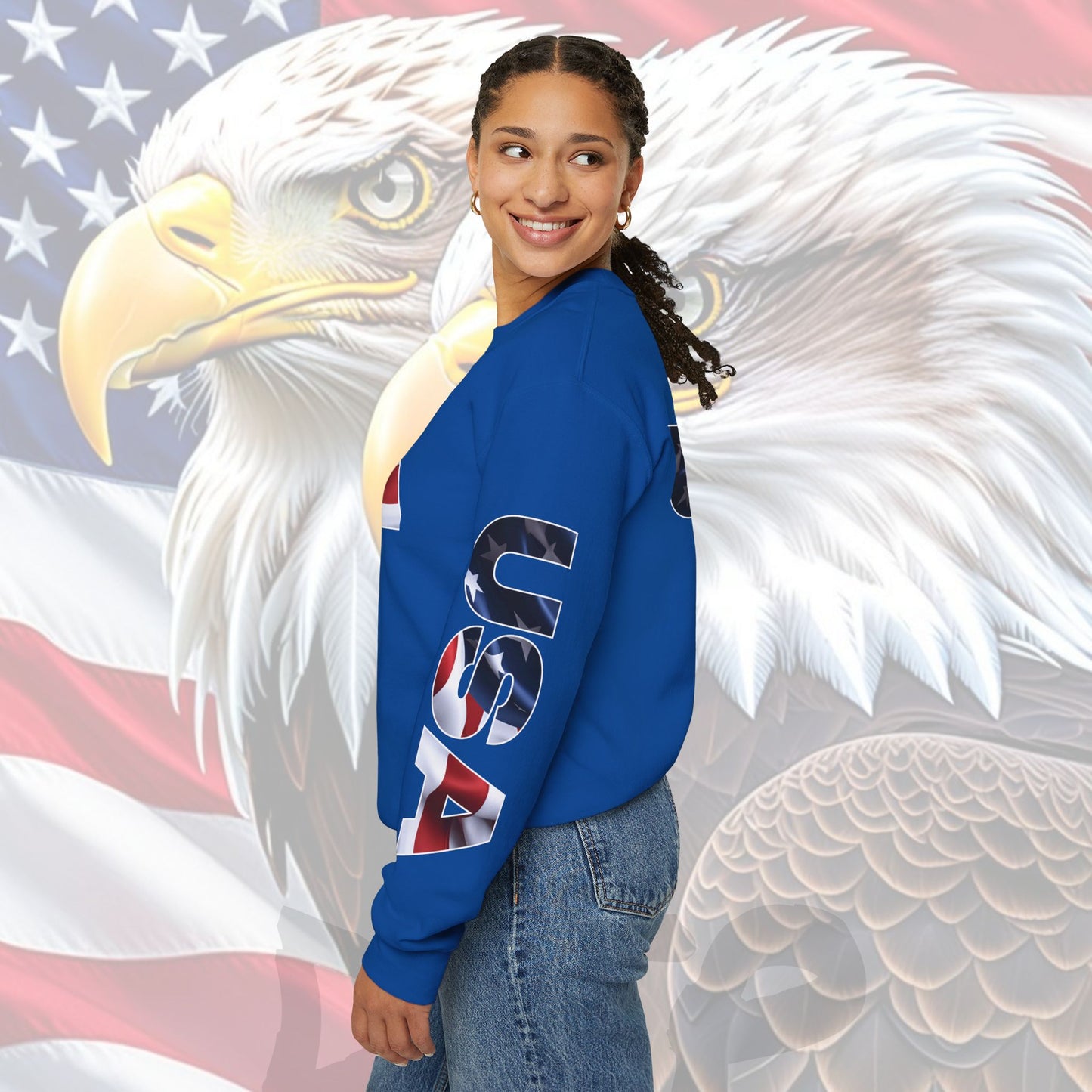 Patriotic USA Red White Blue - Crewneck Sweatshirt - Unisex Pullover - S-5XL