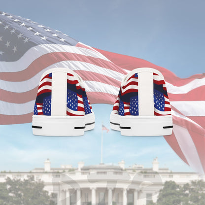 Patriotic - Red White & Blue - All Over Print - Low Top Sneakers - American Flag Design - Sizes 5.5-12