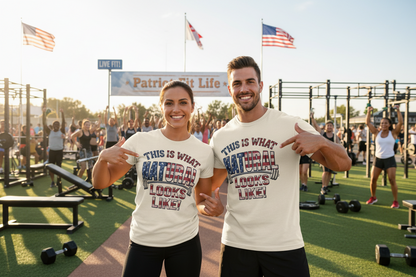 American Flag Natural Looks Fitness T-Shirt | Patriotic Gym Tee