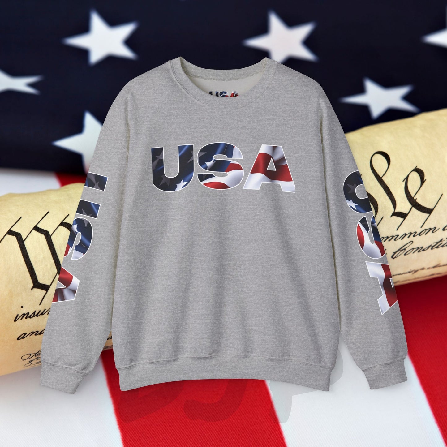 Patriotic USA Crewneck Sweatshirt - Unisex Heavy Blend - American Pride - National Pride Gift - S-5XL