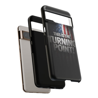 Stunning Patriotic Protective Cell Phone Case -  Charlie Kirk - This Is The Turning Point! - Red White Blue - Beautiful American Flag Backdrop Design - Perfect Gift for Everyday Use, Durable Cover, Stylish Protection