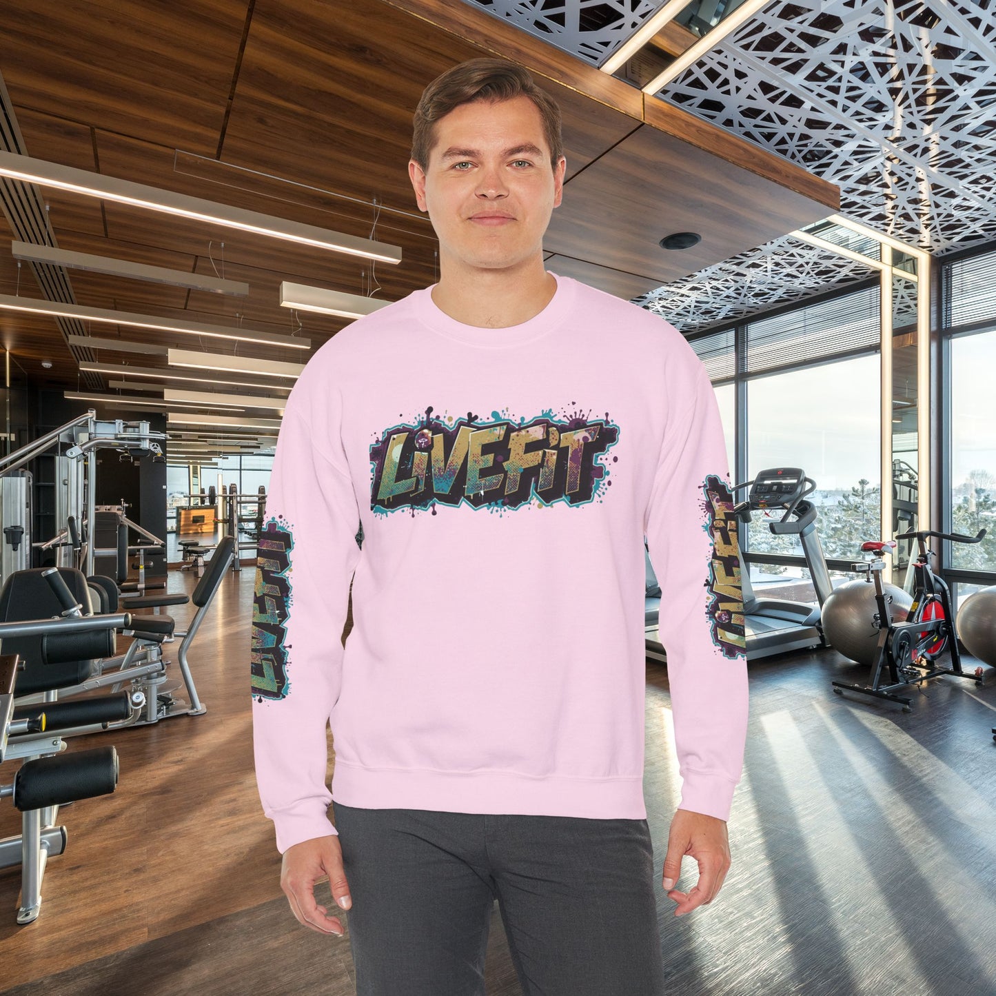 Live Fit Crewneck Sweatshirt - Trendy Fitness Apparel -  Unisex Casual Wear -  Sports Gift -  Workout Fashion -  Street Style Sweatshirt -