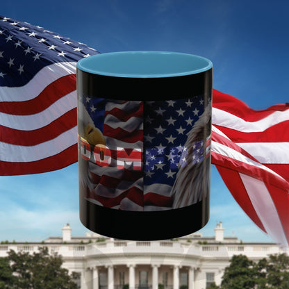 Freedom! Bald Eagle Patriotic Accent Mug - Red White & Blue - 11oz/15oz