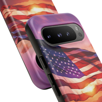 Stylish Phone Case - American Flag At Sunset Design - Patriotic Gift for Veterans - Independence Day -  Summer Vibes -