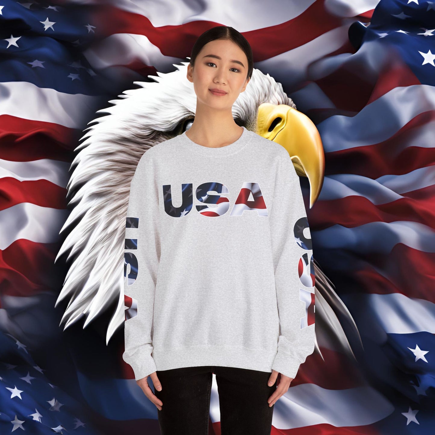 Patriotic USA Red White Blue - Crewneck Sweatshirt - Unisex Pullover - S-5XL