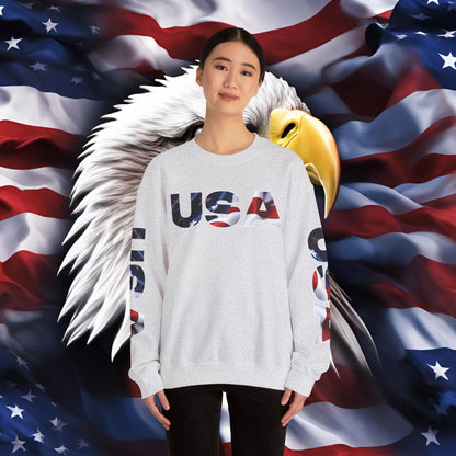 Patriotic USA Red White Blue - Crewneck Sweatshirt - Unisex Pullover - S-5XL