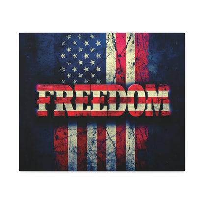 Patriotic Wall Art Print - Freedom Design Canvas Decor - American Flag Red White & Blue Artwork - Christmas Gifts - Independence Day Decoration - Home Gallery Piece -