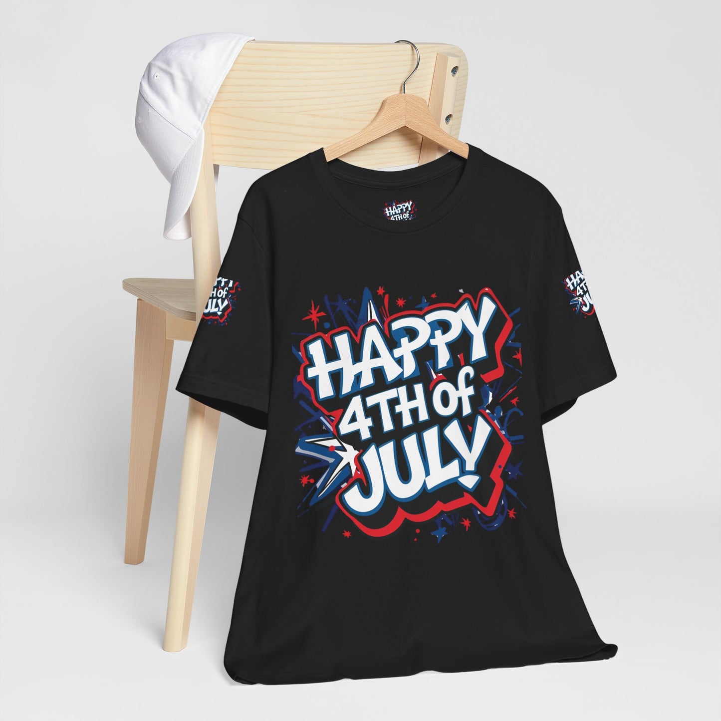 Happy 4th Of July Unisex Jersey Short Sleeve Tee, Independence Day T-Shirt, Patriotic Shirt, Red White Blue Tee, USA Celebration Top