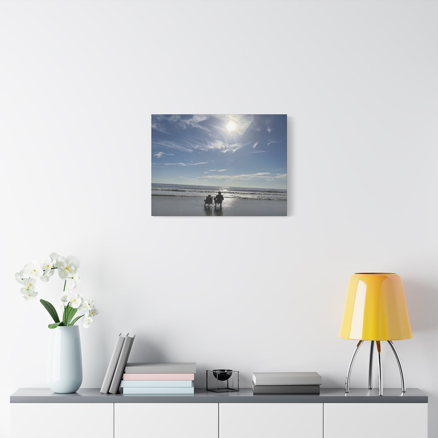 Beach Sunset Canvas Art, Stretched Canvas Print, Coastal Home Decor, Ocean Wall Art, Serene Landscape Painting