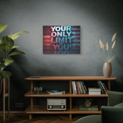 Gallery Wrapped - Motivational Canvas Wall Art - Your Only Limit Is You! - Inspirational Decor for Home Office - Inspirational Gift - Vintage American Flag - Limitless Living - Personal [...]