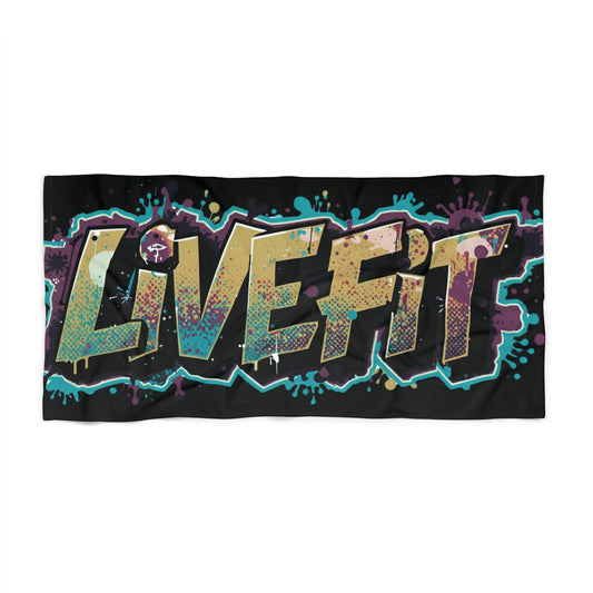 Vibrant Live Fit Beach Towel -  Colorful Towel for Pool Days - Summer Vibes -  Beach Accessories -  Gift for Fitness Enthusiasts - Gift For Her - Gift For Him - 30" x 60" -