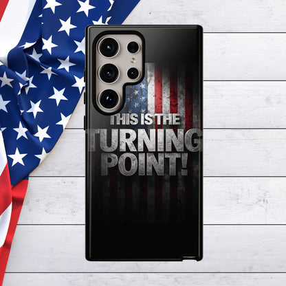 Stunning Patriotic Protective Cell Phone Case -  Charlie Kirk - This Is The Turning Point! - Red White Blue - Beautiful American Flag Backdrop Design - Perfect Gift for Everyday Use, Durable Cover, Stylish Protection