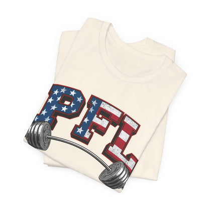 PFL Patriot Fit Life T-Shirt | American Flag Barbell Weightlifting Tee – LIVE FIT