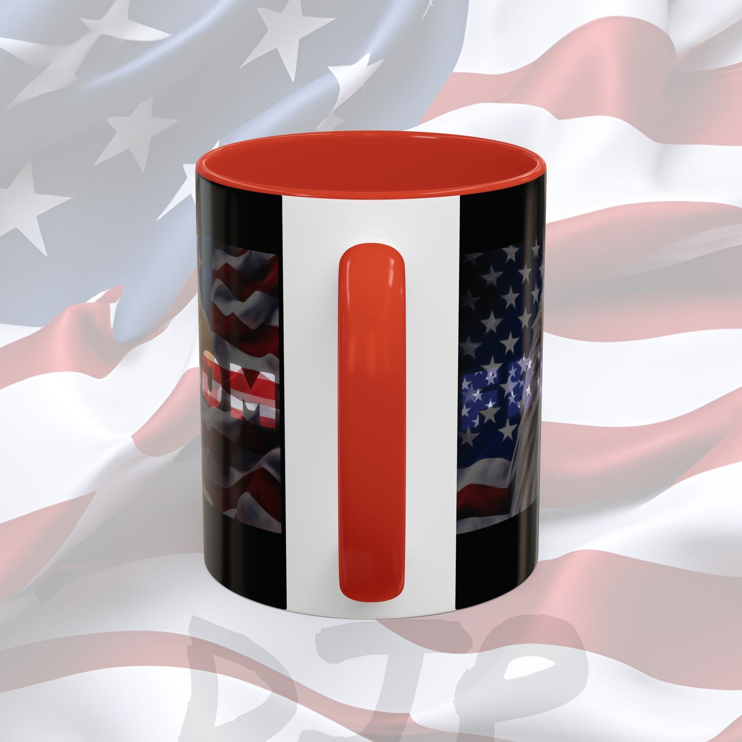 Freedom! Bald Eagle Patriotic Accent Mug - Red White & Blue - 11oz/15oz