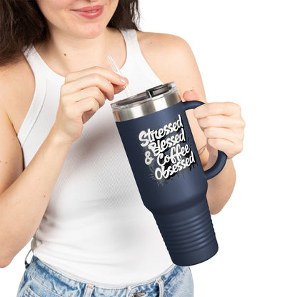 40oz. Insulated Travel Mug: Stressed Blessed, & Coffee Obsessed Print, 7 Different Color Options, Perfect Gift for Coffee Lovers, Gym Goers, Travel Enthusiasts, Holiday [...]