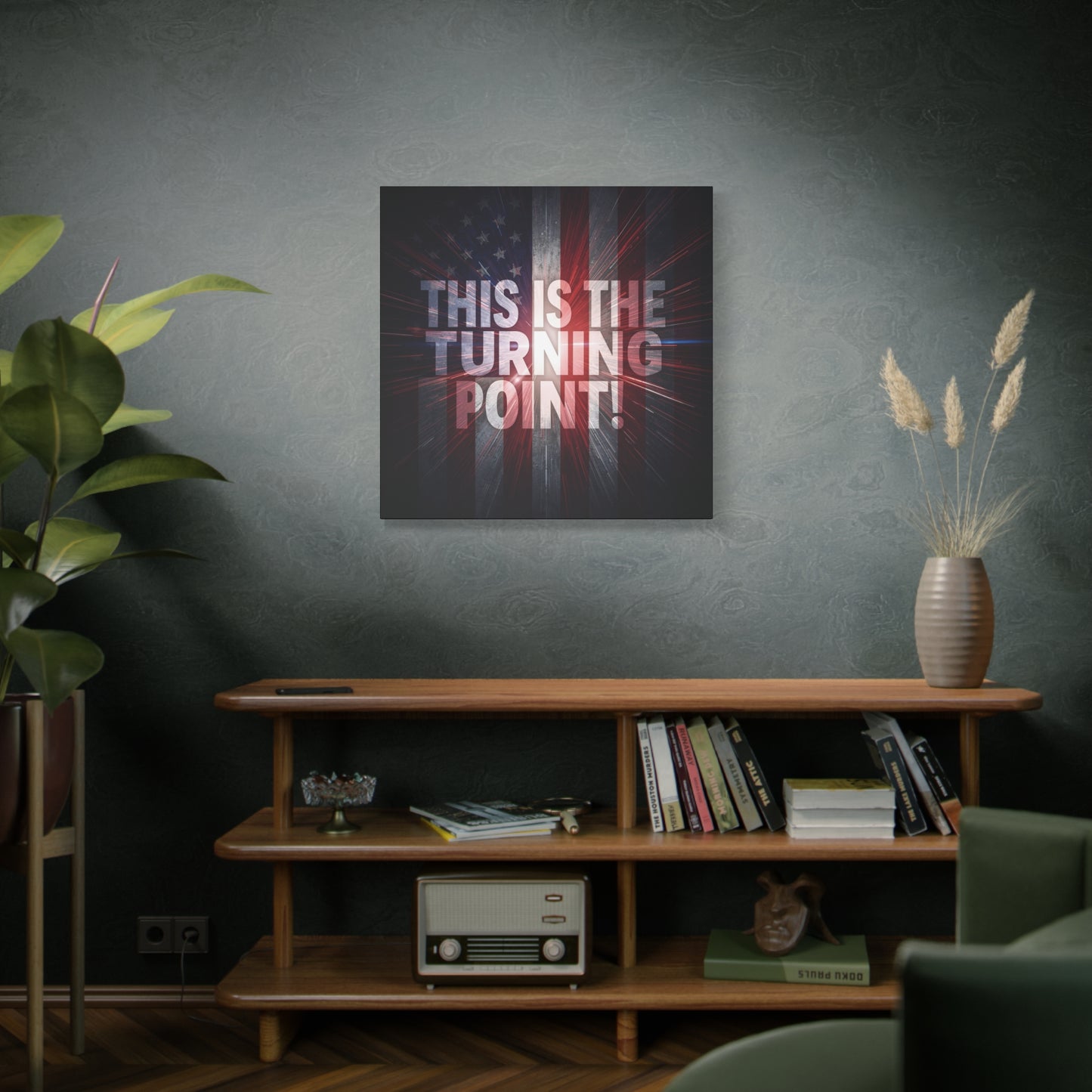 Charlie Kirk - This Is The Turning Point! - Red White Blue - Stunning American Flag Backdrop Design - Patriotic - Motivational Wall Art - Canvas - Multiple Sizes