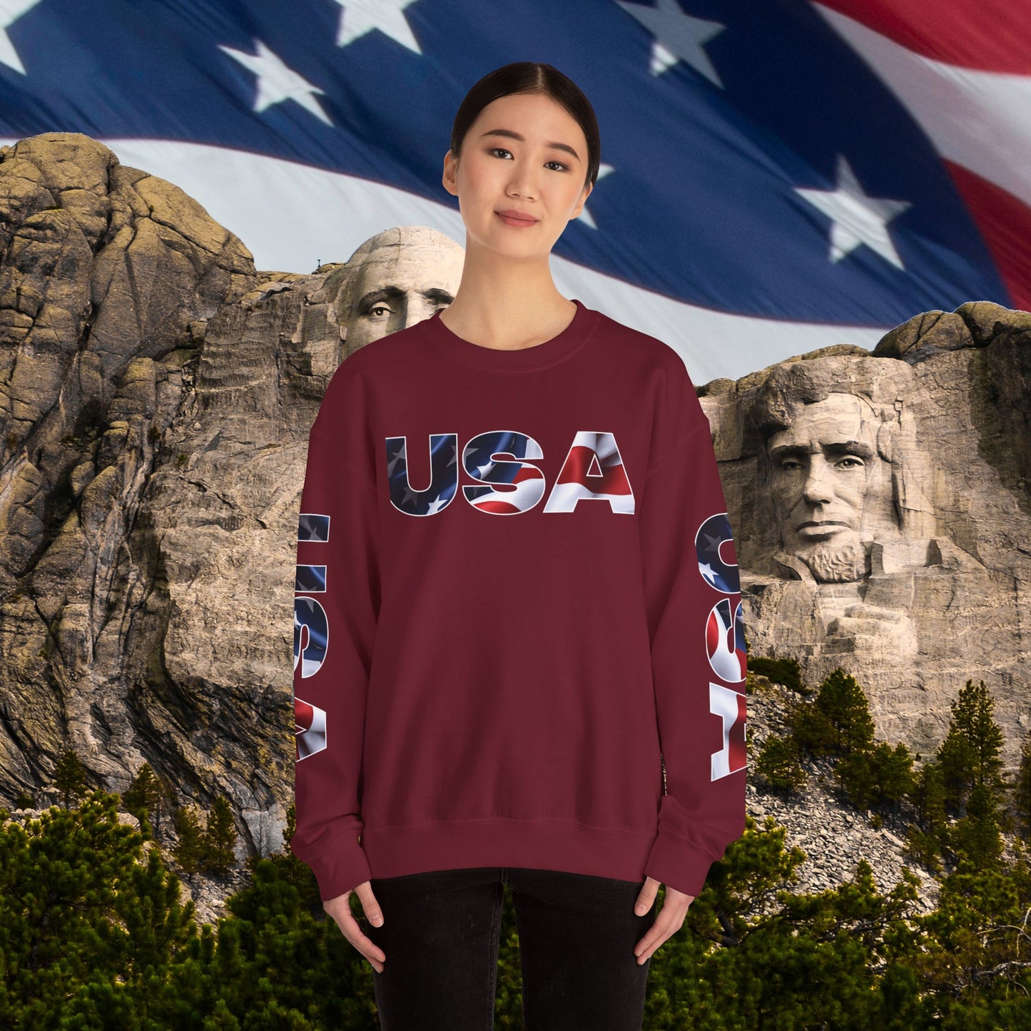 Patriotic USA Crewneck Sweatshirt - Unisex Heavy Blend - American Pride - National Pride Gift - S-5XL