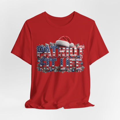 Patriot Fit Life Christmas T-Shirt - Centered Santa Hat & Ornaments | Unisex XS-4XL