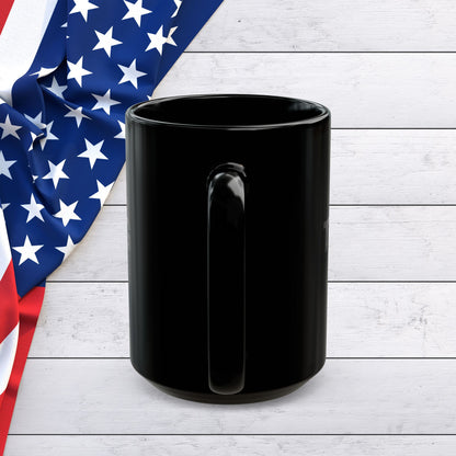 Charlie Kirk - This Is The Turning Point! - American Flag Backdrop - Sleek Black Ceramic Mug - 11oz - 15oz