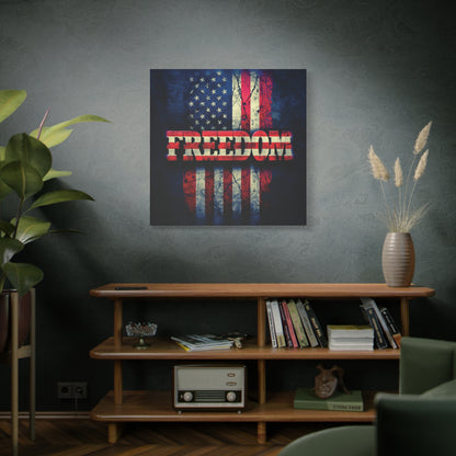 Patriotic Wall Art Print - Freedom Design Canvas Decor - American Flag Red White & Blue Artwork - Christmas Gifts - Independence Day Decoration - Home Gallery Piece -