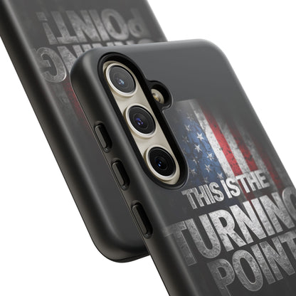 Stunning Patriotic Protective Cell Phone Case -  Charlie Kirk - This Is The Turning Point! - Red White Blue - Beautiful American Flag Backdrop Design - Perfect Gift for Everyday Use, Durable Cover, Stylish Protection