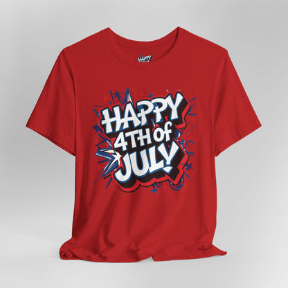 Happy 4th Of July Unisex Jersey Short Sleeve Tee, Independence Day T-Shirt, Patriotic Shirt, Red White Blue Tee, USA Celebration Top