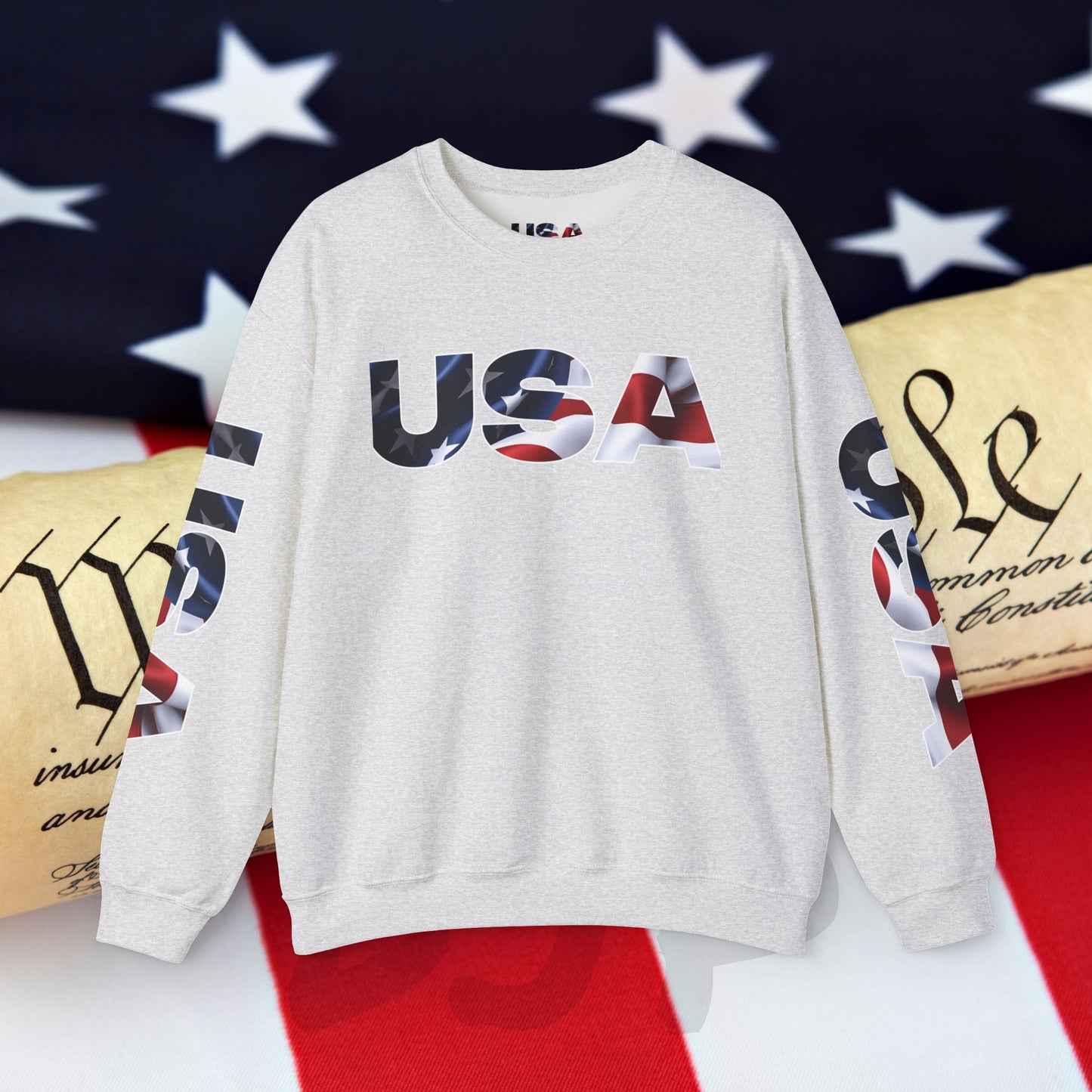 Patriotic USA Crewneck Sweatshirt - Unisex Heavy Blend - American Pride - National Pride Gift - S-5XL