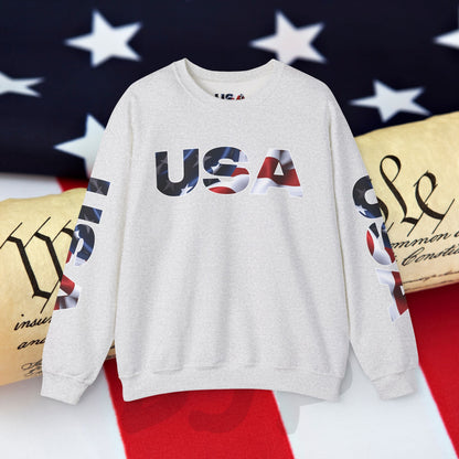 Patriotic USA Crewneck Sweatshirt - Unisex Heavy Blend - American Pride - National Pride Gift - S-5XL