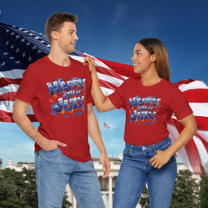Happy 4th Of July, Print Design T-Shirt, Independence Day, American Flag, Bald Eagle, Red White Blue