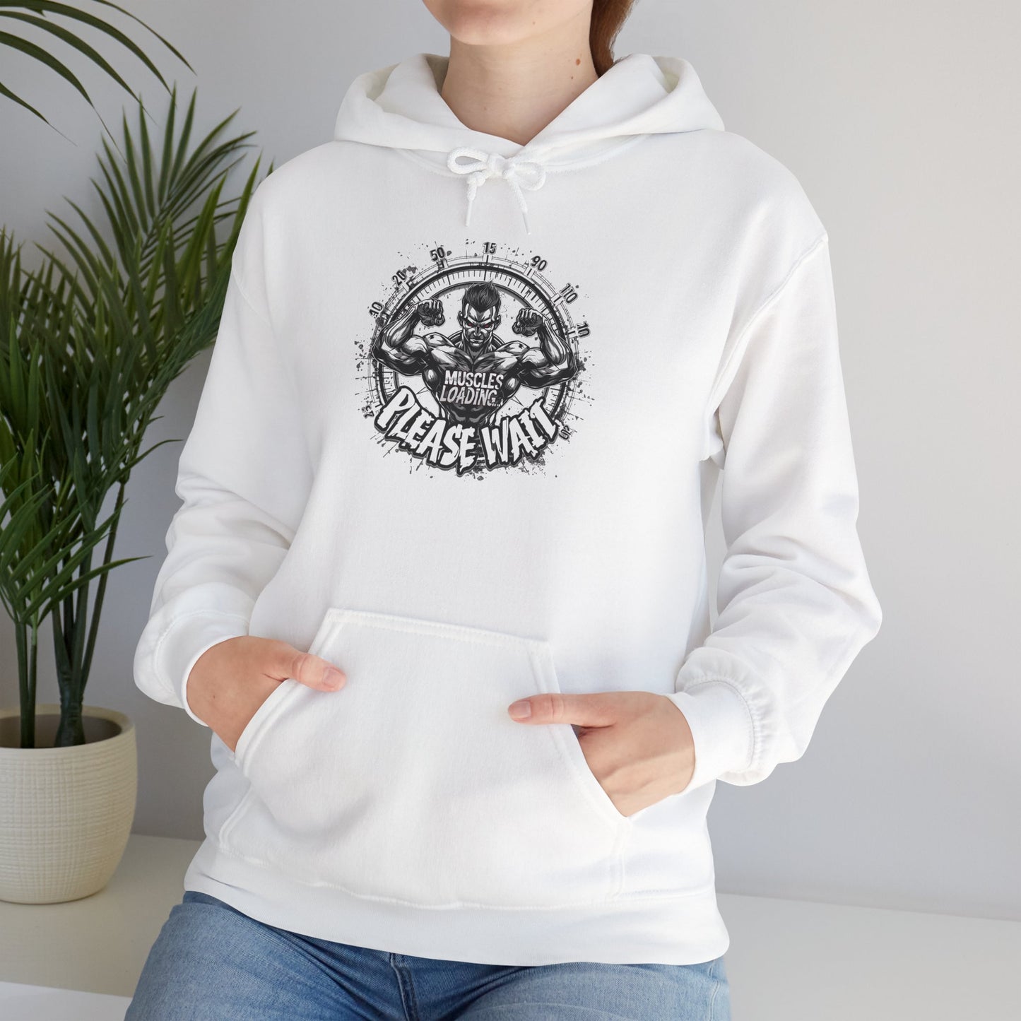 Unisex - Muscles Loading…Please Wait - Heavy Blend™ Hooded Sweatshirt - Motivational Fitness Hoodie - Workout Sweatshirt - Gym Apparel - Inspirational Gift - Holiday Gift