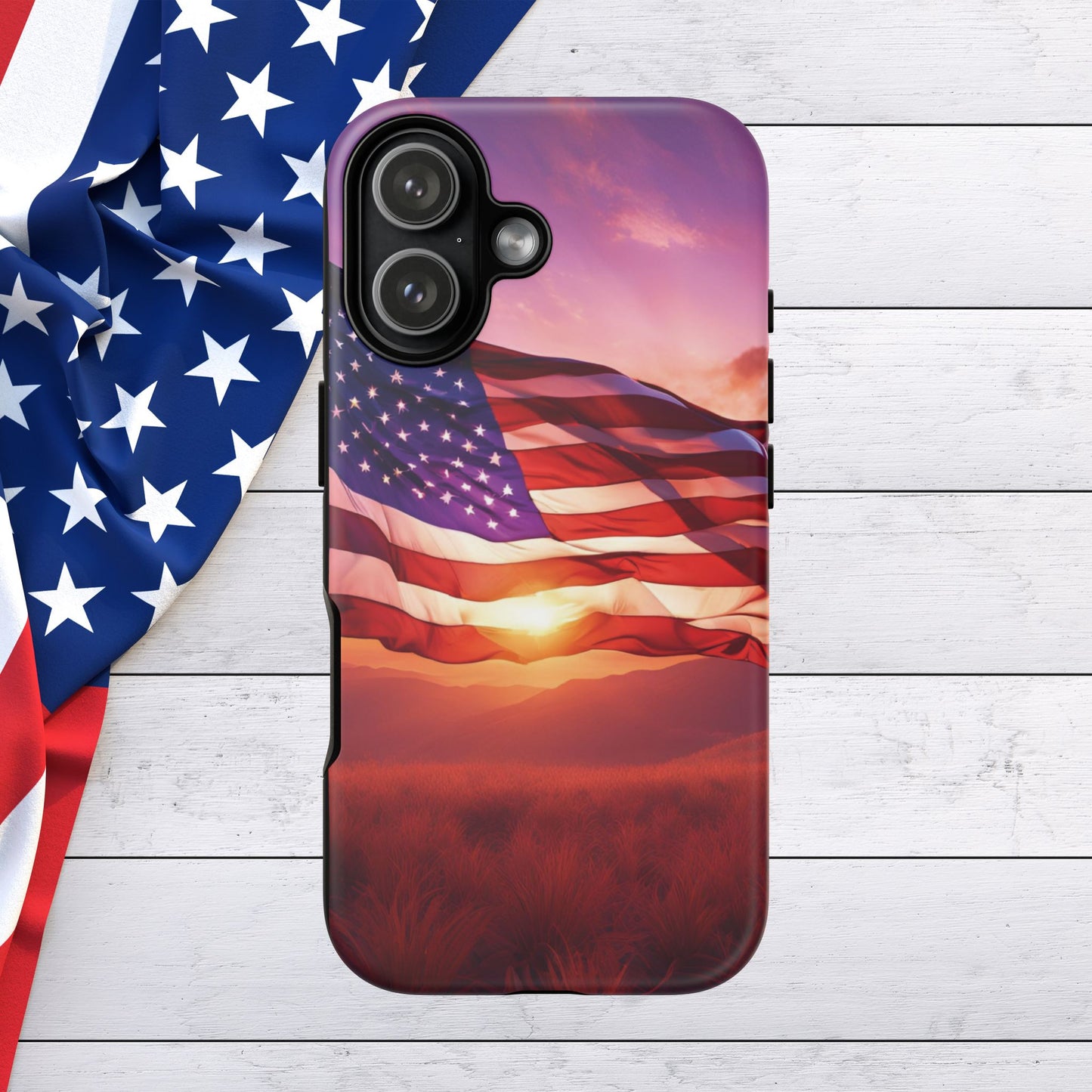 Stylish Phone Case - American Flag At Sunset Design - Patriotic Gift for Veterans - Independence Day -  Summer Vibes -