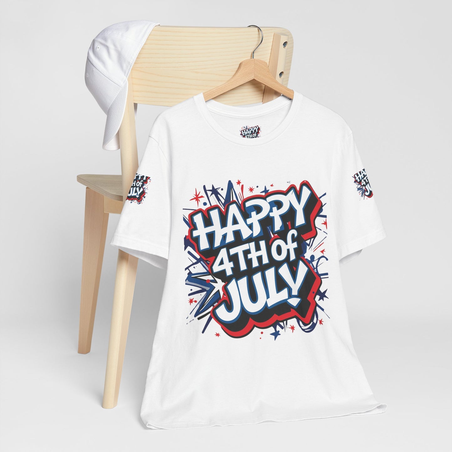Happy 4th Of July Unisex Jersey Short Sleeve Tee, Independence Day T-Shirt, Patriotic Shirt, Red White Blue Tee, USA Celebration Top