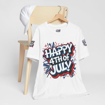 Happy 4th Of July Unisex Jersey Short Sleeve Tee, Independence Day T-Shirt, Patriotic Shirt, Red White Blue Tee, USA Celebration Top