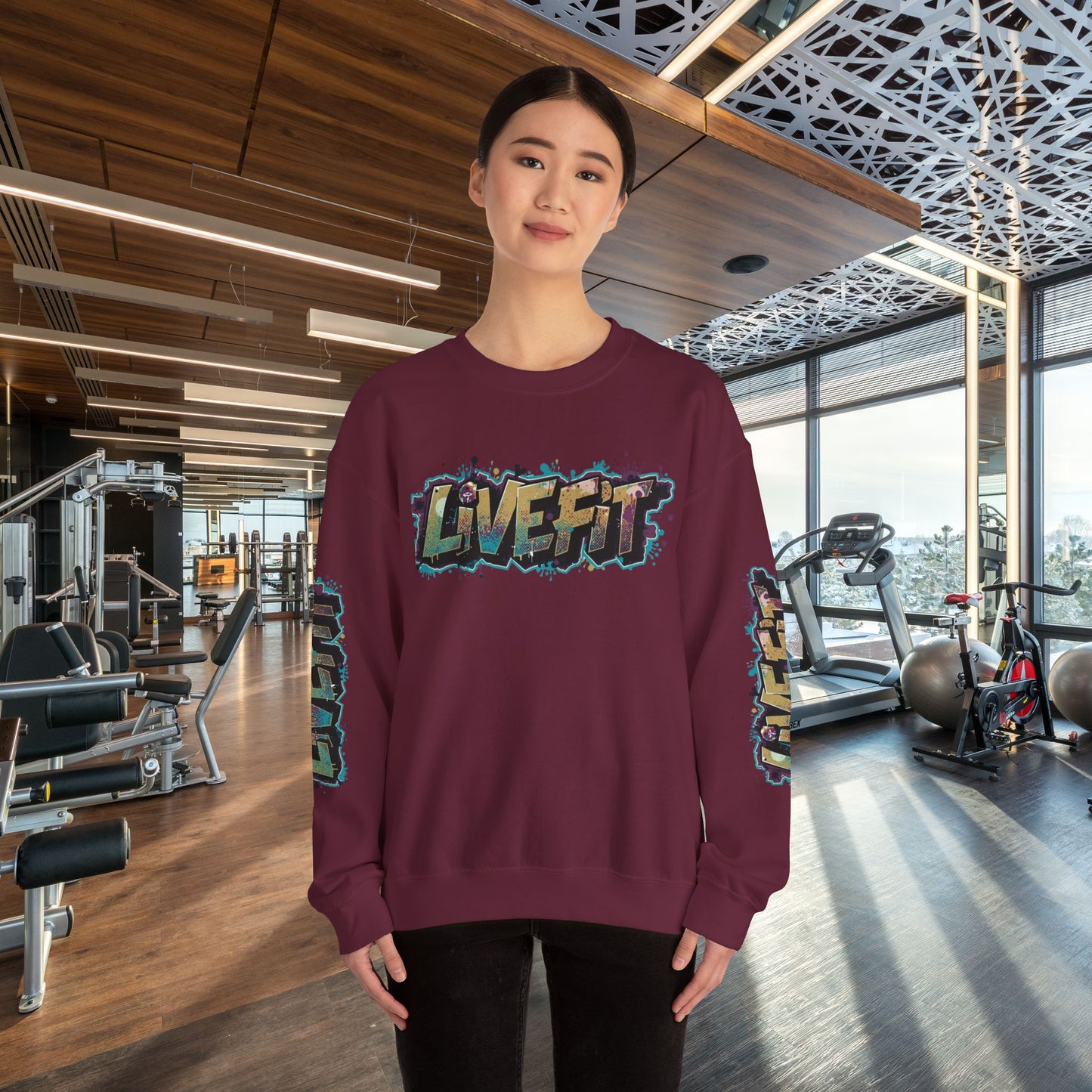 Live Fit Crewneck Sweatshirt - Trendy Fitness Apparel -  Unisex Casual Wear -  Sports Gift -  Workout Fashion -  Street Style Sweatshirt -