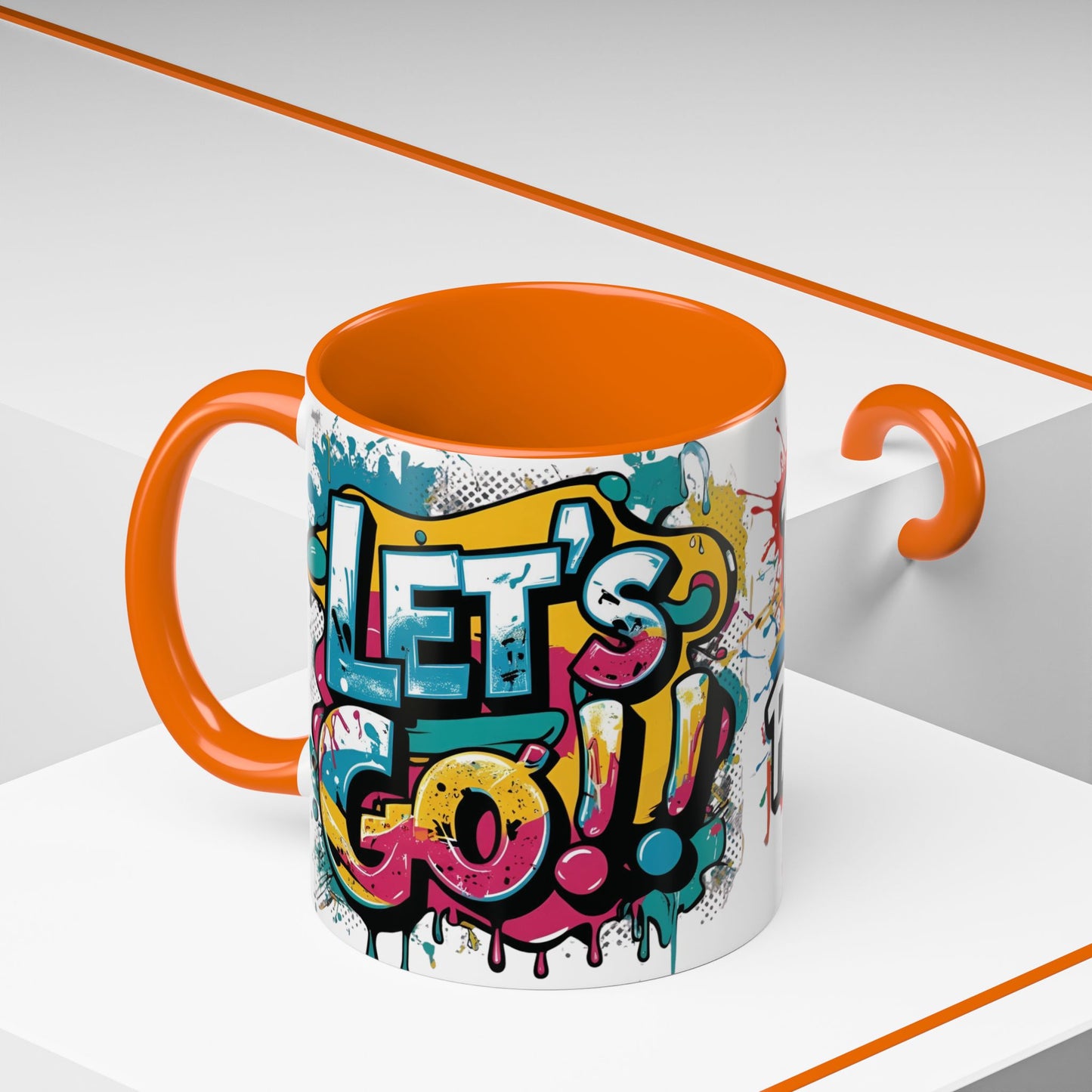 Vibrant   Ceramic  Mug    Inspirational      Let's Go!     Graffiti  Mug      Coffee Mug        Progress  Not  Perfection   Sizes   11oz  &  15oz    Birthday Gift   Graduation Gift    8  Different  Color Options