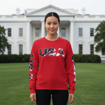 Patriotic USA Red White Blue - Crewneck Sweatshirt - Unisex Pullover - S-5XL
