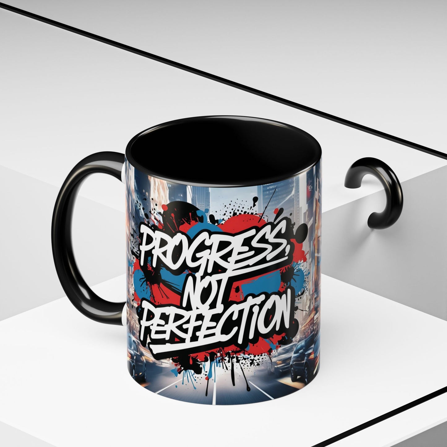 Progress Not Perfection! Graffiti Style Mug - Vibrant Design - 11oz/15oz - 8 Colors