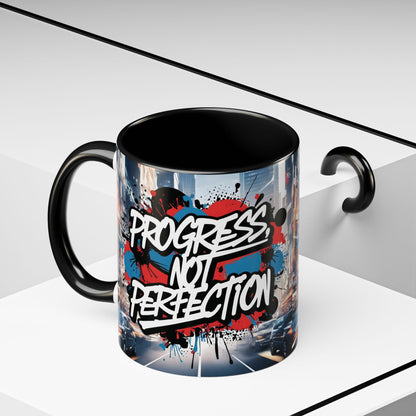 Progress Not Perfection! Graffiti Style Mug - Vibrant Design - 11oz/15oz - 8 Colors