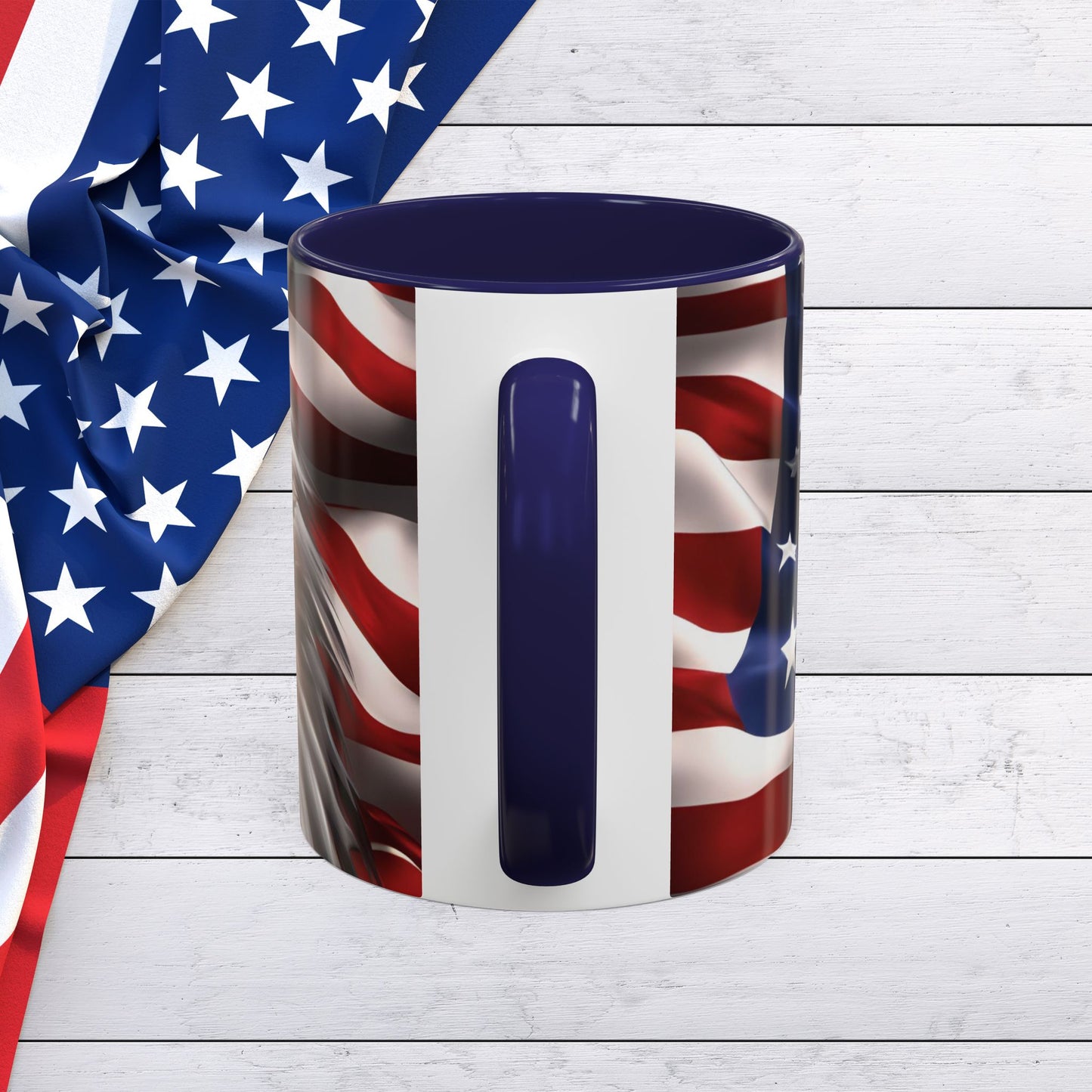 Patriotic Bald Eagle Coffee Mug - American Flag Accent - 11oz/15oz - Multiple Colors