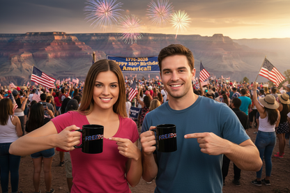 FREEDOM Mug | Patriotic American Flag Stars & Stripes Coffee Cup