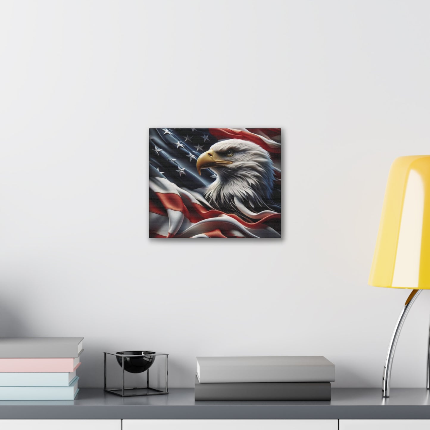 Patriotic Canvas Wall Art - American Eagle - American Flag Background Design - Red White Blue - Home Decor for Veterans -  Memorial Day -  Independence Day -  Holiday Gifts -