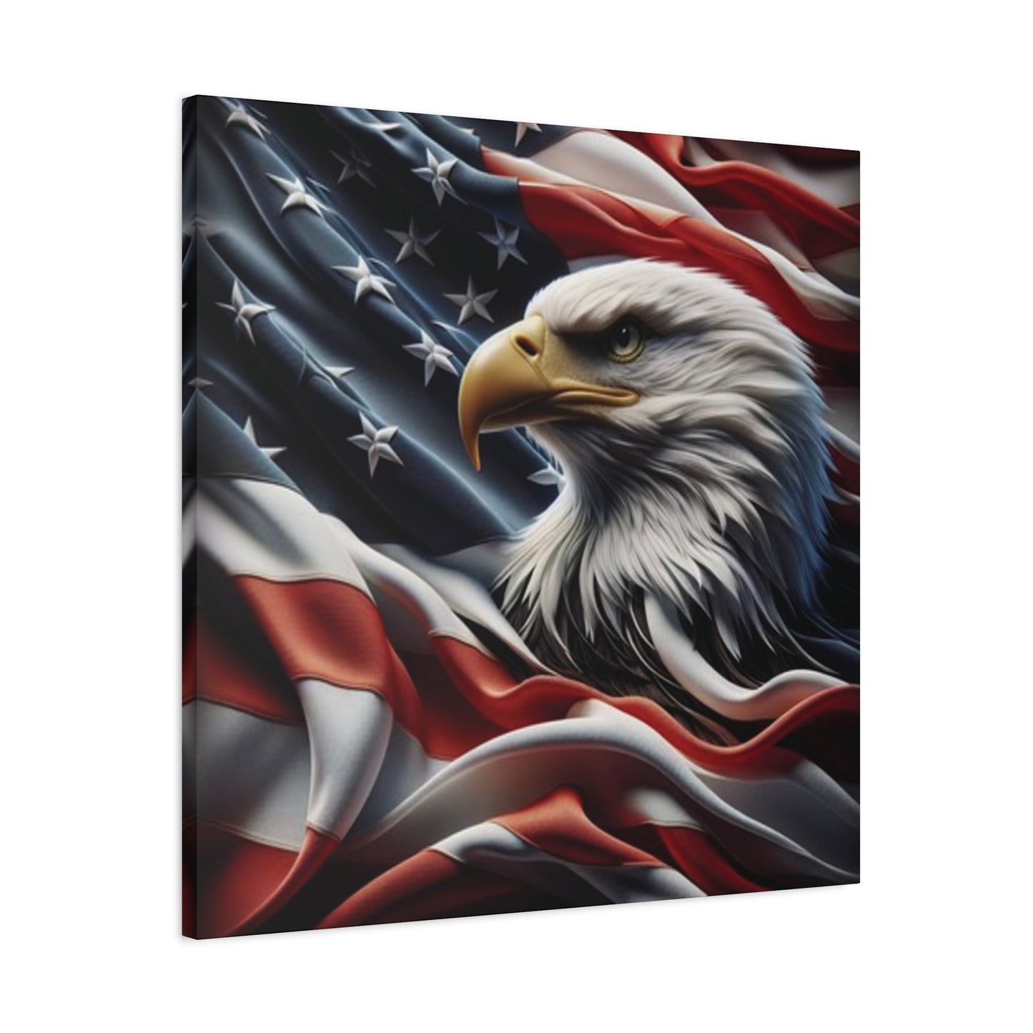 Patriotic Eagle Gallery Wrapped Canvas Art - American Flag Wall Decor - Red White Blue - USA Pride - Holiday Gift -  4th of July Home Decoration - Veteran Gift -  USA Theme Art - Print On Sides - Mirror Sides -
