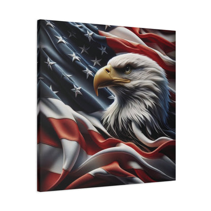 Patriotic Eagle Gallery Wrapped Canvas Art - American Flag Wall Decor - Red White Blue - USA Pride - Holiday Gift -  4th of July Home Decoration - Veteran Gift -  USA Theme Art - Print On Sides - Mirror Sides -
