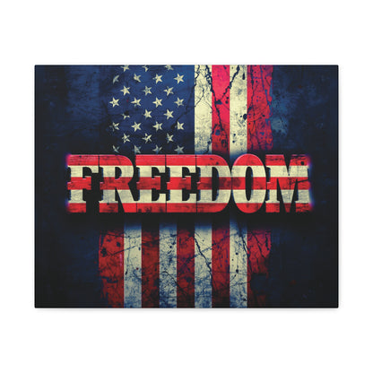 Patriotic Wall Art Print - Freedom Design Canvas Decor - American Flag Red White & Blue Artwork - Christmas Gifts - Independence Day Decoration - Home Gallery Piece -