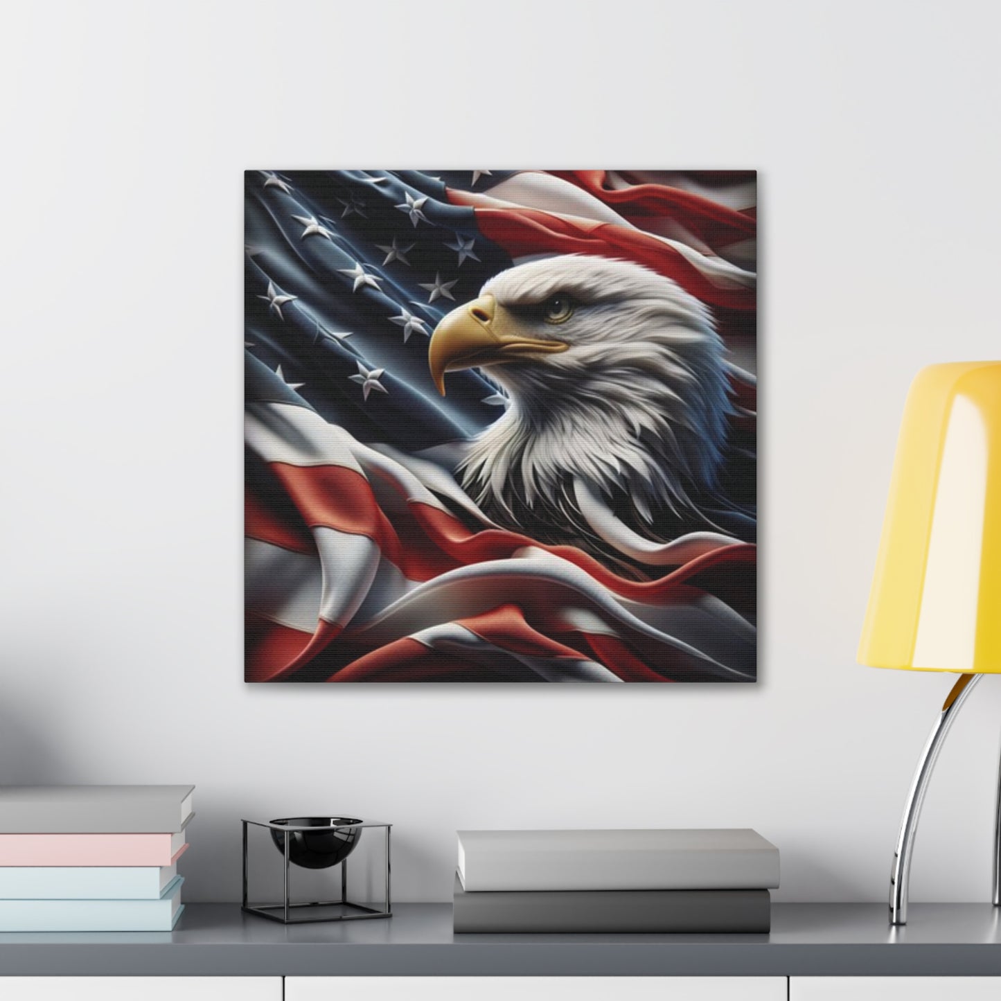 Patriotic Canvas Wall Art - American Eagle - American Flag Background Design - Red White Blue - Home Decor for Veterans -  Memorial Day -  Independence Day -  Holiday Gifts -