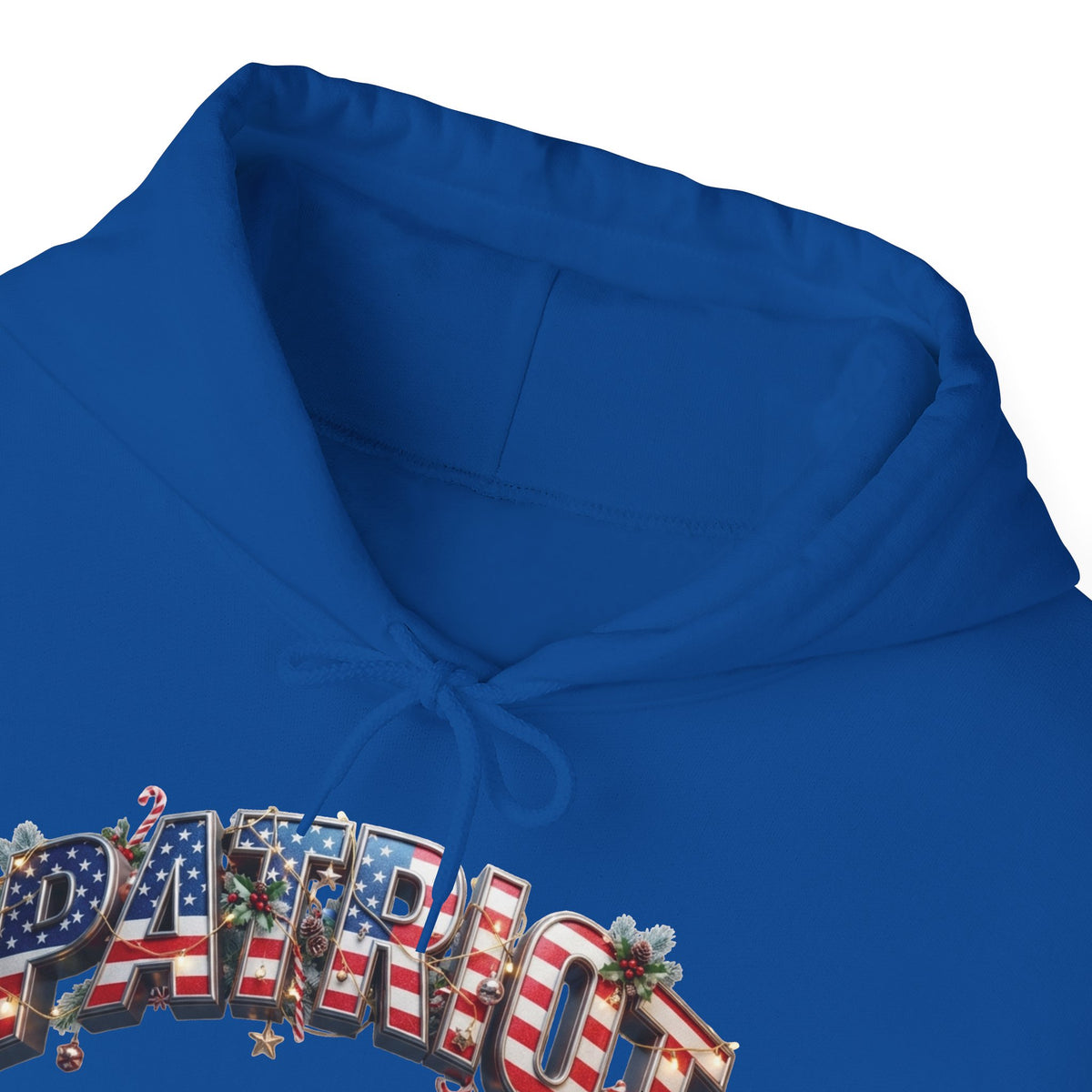 Patriot Christmas Hoodie - Flag Letters with Ornaments | Clean Minimal Graphic | Unisex S-5XL