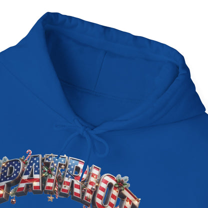 Patriot Christmas Hoodie - Flag Letters with Ornaments | Clean Minimal Graphic | Unisex S-5XL