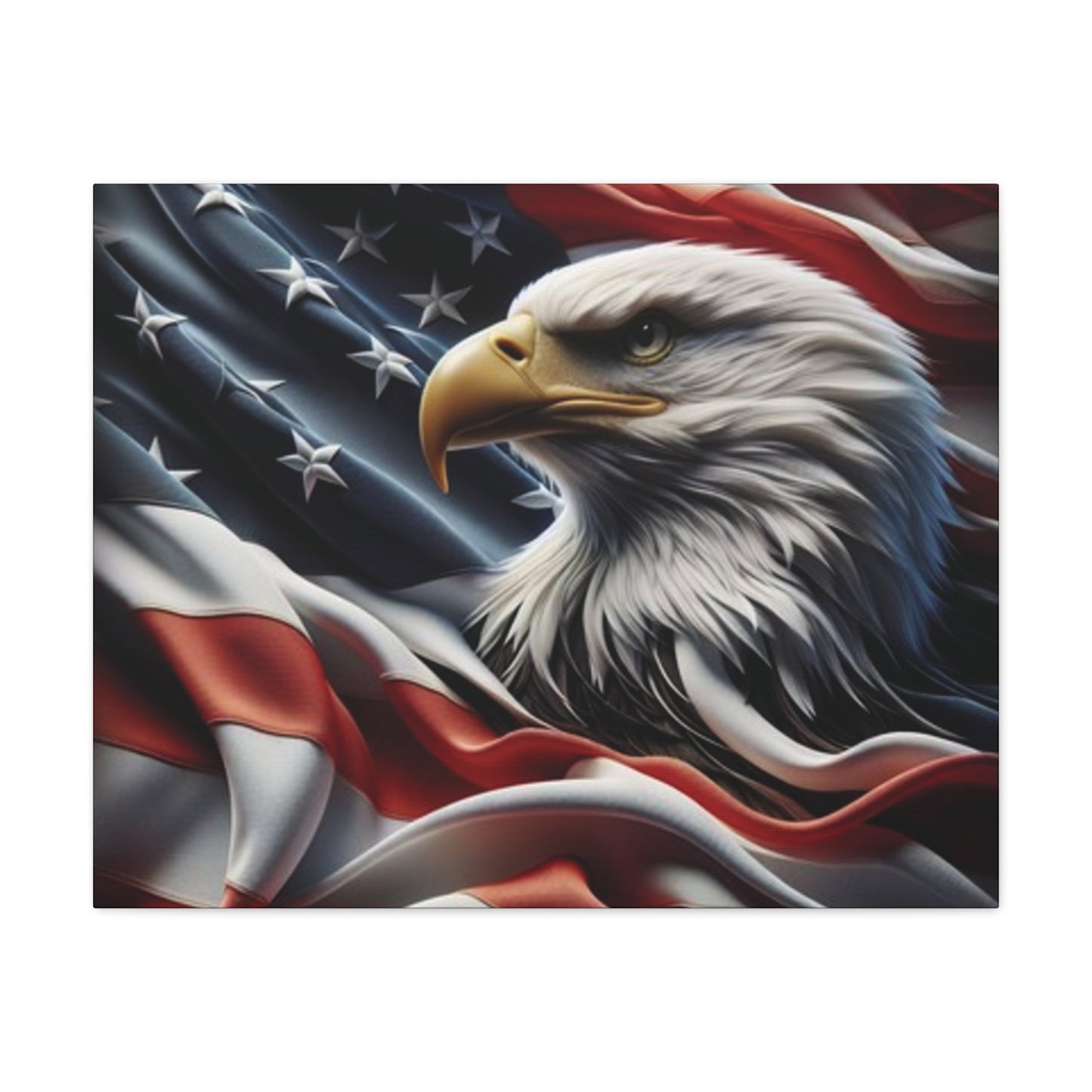 Patriotic Eagle Gallery Wrapped Canvas Art - American Flag Wall Decor - Red White Blue - USA Pride - Holiday Gift -  4th of July Home Decoration - Veteran Gift -  USA Theme Art - Print On Sides - Mirror Sides -