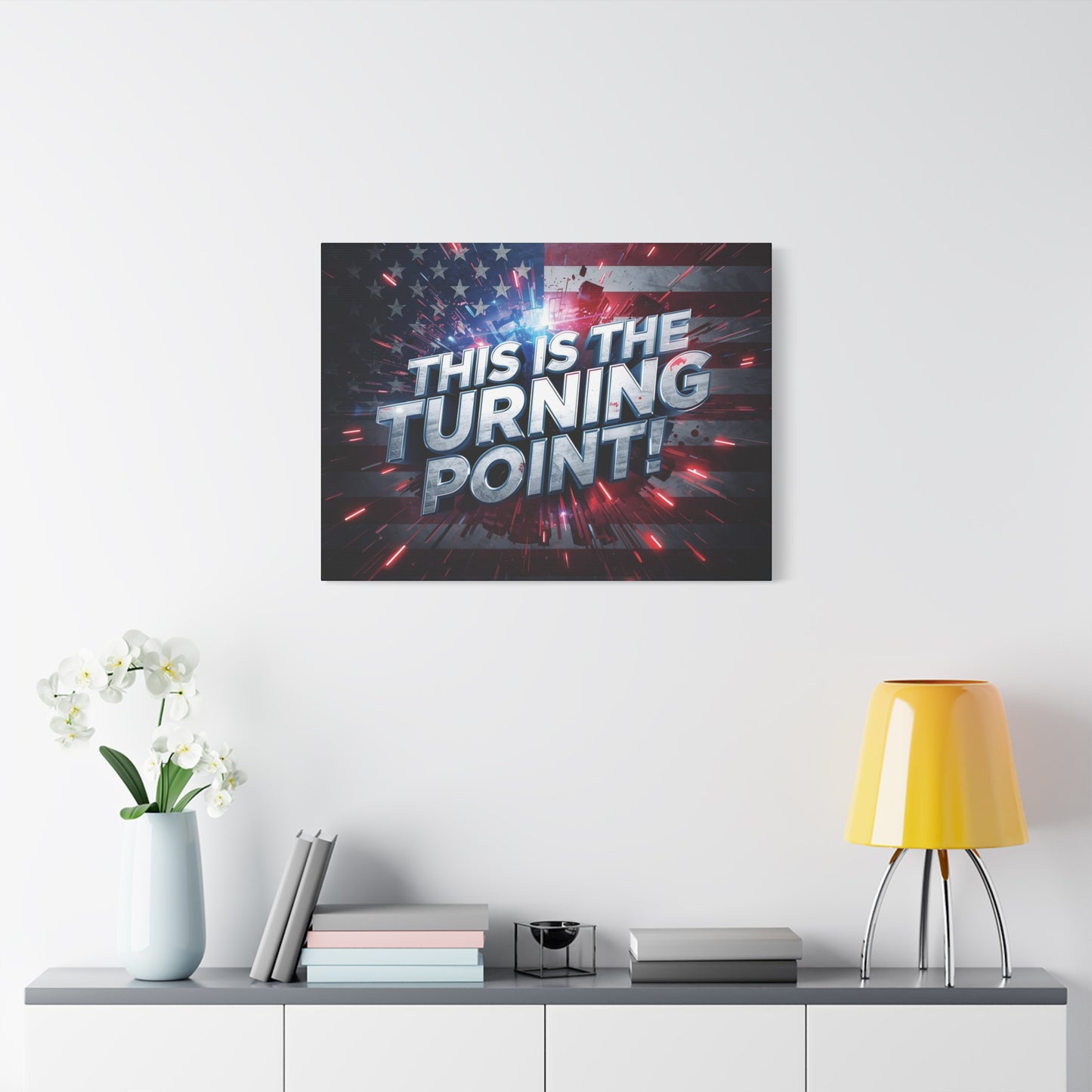 Canvas Print - Patriotic Wall Art - Stunning - Red White Blue - American Flag Backdrop - Charlie Kirk Inspired - This Is The Turning Point! - Multiple Sizes -